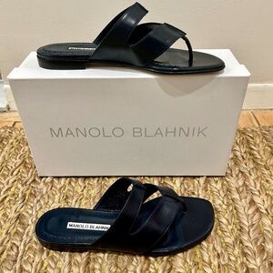 Manolo Blahnik Classic Dark Navy Sandals - Brand New in Box - Size 7